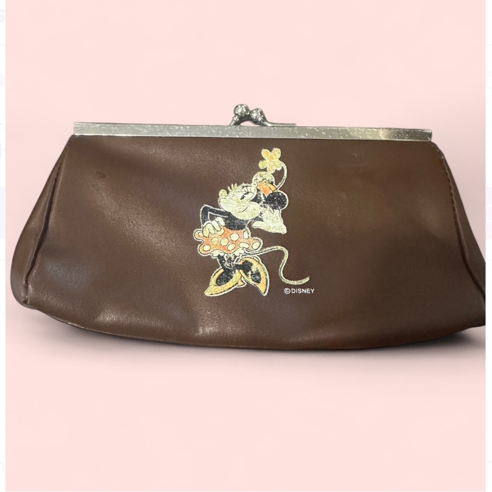 Vintage Disney Store Genuine Leather Minnie Mouse Clutch Purse